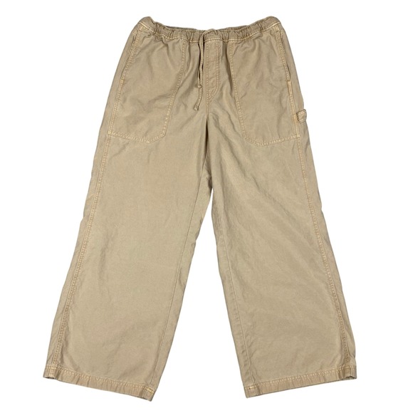 aerie Pants - Aerie Carpenter Baggy Wide Leg Elastic Waist Utility Pants Womens Large Tan